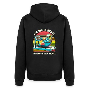 Rentner Geschenk Ruhestand Lustig Sport - Unisex Premium Bio Zip Hoodie - Schwarz - Hinten - Nico (187cm)