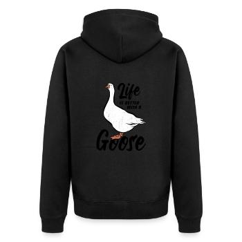 Life is better with a goose - Gänse Fan - Unisex Premium Organic Zip Hoodie - black - Back - Nico (187cm)