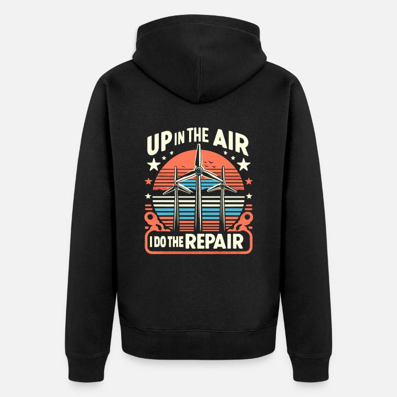 Windrad Kletterer Industriekletterer Geschenk - Unisex Premium Bio Zip Hoodie - Schwarz