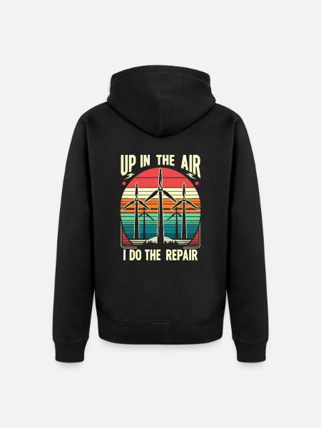 Windrad Kletterer Industriekletterer Geschenk - Unisex Premium Bio Zip Hoodie - Schwarz