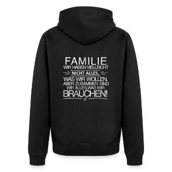 Family - Together we are everything - Unisex Premium Organic Zip Hoodie - black - Back - Nico (187cm)