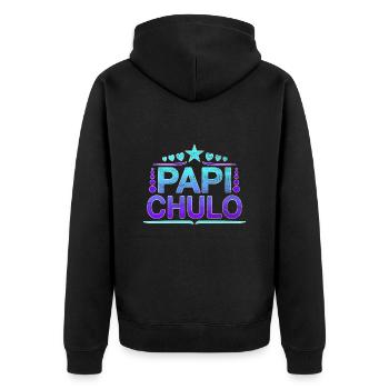 Papi Chulo - Latino Style Design - Unisex Premium Organic Zip Hoodie - black - Back - Nico (187cm)