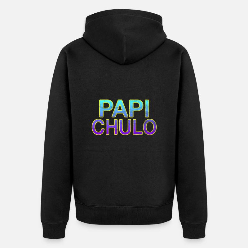 Papi Chulo - Stylischer Schriftzug - Unisex Premium Bio Zip Hoodie - Schwarz