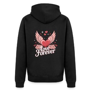 Love Forever – Romantisches Valentinstag Design - Unisex Premium Bio Zip Hoodie - Schwarz - Hinten - Nico (187cm)