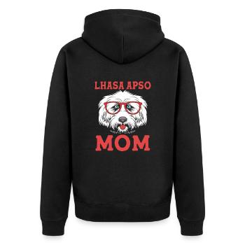 Lhasa Apso - Unisex Premium Bio Zip Hoodie - Schwarz - Hinten - Nico (187cm)