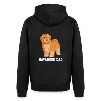 Havaneser Hund - Unisex Premium Bio Zip Hoodie - Schwarz - Hinten - Nico (187cm)
