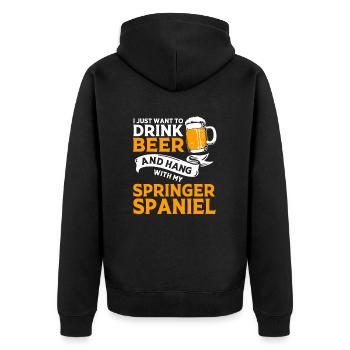 Springer Spaniel - Unisex Premium Bio Zip Hoodie - Schwarz - Hinten - Nico (187cm)