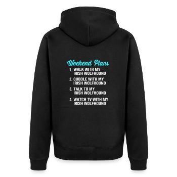 Irischer Wolfshund - Unisex Premium Bio Zip Hoodie - Schwarz - Hinten - Nico (187cm)