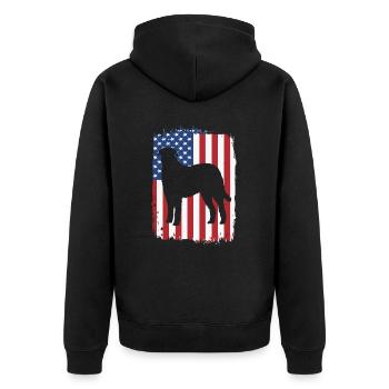 Irischer Wolfshund - Unisex Premium Bio Zip Hoodie - Schwarz - Hinten - Nico (187cm)