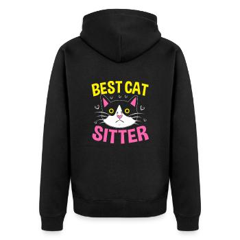 Haustier Sitter Haustiere Babysitter - Unisex Premium Bio Zip Hoodie - Schwarz - Hinten - Nico (187cm)