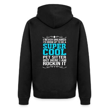 Haustier Sitter Haustiere Babysitter - Unisex Premium Bio Zip Hoodie - Schwarz - Hinten - Nico (187cm)
