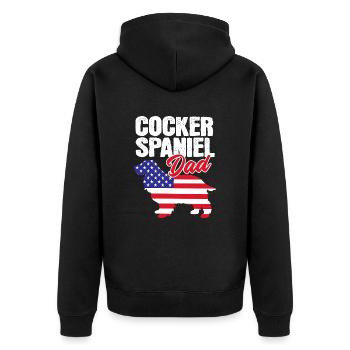 Cocker Spaniel Vater - Unisex Premium Bio Zip Hoodie - Schwarz - Hinten - Nico (187cm)
