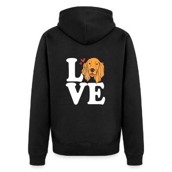 Cocker Spaniel Dad - Unisex Premium Bio Zip Hoodie - Schwarz - Hinten - Nico (187cm)
