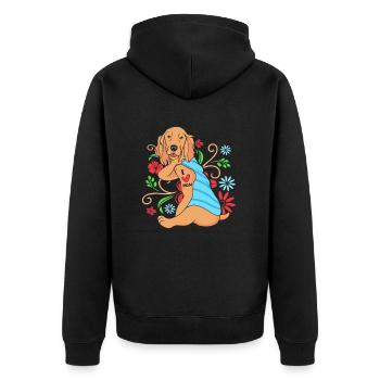 Cocker Spaniel Mama Hundemama - Unisex Premium Bio Zip Hoodie - Schwarz - Hinten - Nico (187cm)