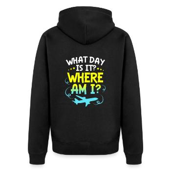 Flight Attendant Stewardess - Unisex Premium Organic Zip Hoodie - black - Back - Nico (187cm)
