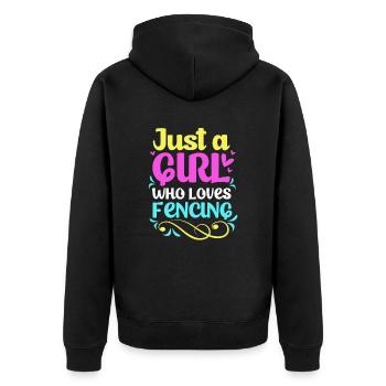 Fechten - Unisex Premium Bio Zip Hoodie - Schwarz - Hinten - Nico (187cm)