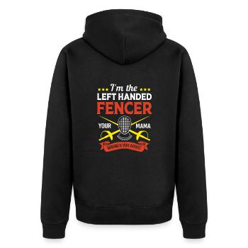 Fechten - Unisex Premium Bio Zip Hoodie - Schwarz - Hinten - Nico (187cm)