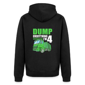 Müllwagen Müllauto Müllmann Mülleimer - Unisex Premium Bio Zip Hoodie - Schwarz - Hinten - Nico (187cm)