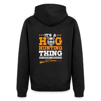 Wild boar hunting - Unisex Premium Organic Zip Hoodie - black - Back - Nico (187cm)