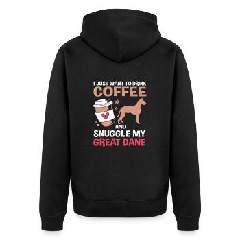 Deutsche Dogge - Unisex Premium Bio Zip Hoodie - Schwarz - Hinten - Nico (187cm)