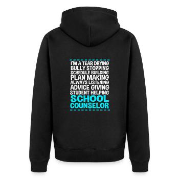 Schulbetreuer Schulberater Mentor School Counselor - Unisex Premium Organic Zip Hoodie - black - Back - Nico (187cm)