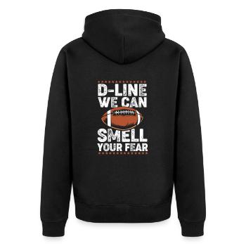 American Football Lineman - Unisex Premium Bio Zip Hoodie - Schwarz - Hinten - Nico (187cm)