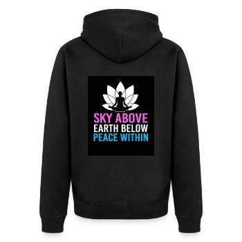 Zen Meditation Buddhismus Buddhist Buddha Chakra - Unisex Premium Bio Zip Hoodie - Schwarz - Hinten - Nico (187cm)