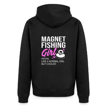 Magnet Angeln Angler Magnetangeln - Unisex Premium Bio Zip Hoodie - Schwarz - Hinten - Nico (187cm)