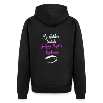 Kosmetik Kosmetikerin Microblading Make-up - Unisex Premium Bio Zip Hoodie - Schwarz - Hinten - Nico (187cm)