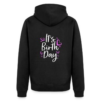Hebamme - Unisex Premium Bio Zip Hoodie - Schwarz - Hinten - Nico (187cm)