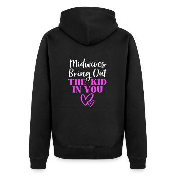 Midwife - Unisex Premium Organic Zip Hoodie - black - Back - Nico (187cm)