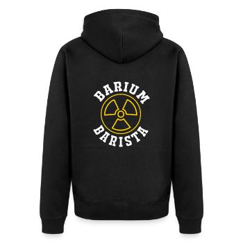 MRT Radiologe Radiologie Rad Tech Röntgen - Unisex Premium Bio Zip Hoodie - Schwarz - Hinten - Nico (187cm)