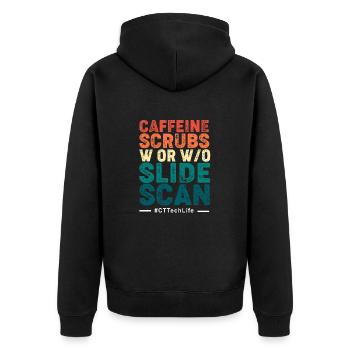 MRT Radiologe Röntgen Rad Tech Radiologie - Unisex Premium Bio Zip Hoodie - Schwarz - Hinten - Nico (187cm)