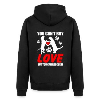 You Can't Buy Love But You Can Rescue It - Unisex Premium Organic Zip Hoodie - black - Back - Nico (187cm)