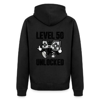 50 Birthday Level 50 Unlocked Anniversary 50 Years - Unisex Premium Organic Zip Hoodie - black - Back - Nico (187cm)