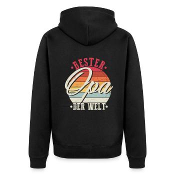 Bester Opa - Unisex Premium Bio Zip Hoodie - Schwarz - Hinten - Nico (187cm)