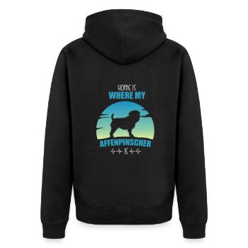 Affenpinscher Hundebesitzer Geschenk - Unisex Premium Bio Zip Hoodie - Schwarz - Hinten - Nico (187cm)