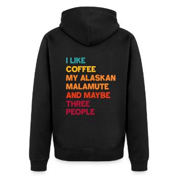 Alaskan Malamute Hund - Unisex Premium Bio Zip Hoodie - Schwarz - Hinten - Nico (187cm)