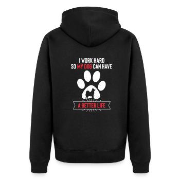 Alaskan Malamute Hund - Unisex Premium Bio Zip Hoodie - Schwarz - Hinten - Nico (187cm)