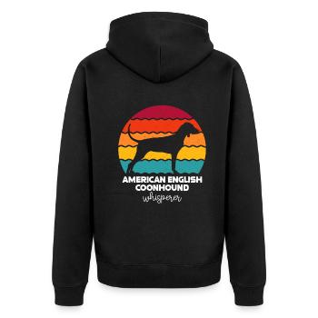 American English Coonhound - Unisex Premium Organic Zip Hoodie - black - Back - Nico (187cm)