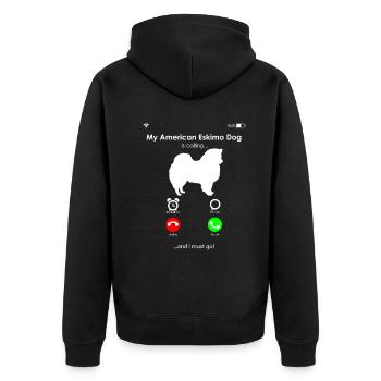 American Eskimo Dog Hund - Unisex Premium Organic Zip Hoodie - black - Back - Nico (187cm)