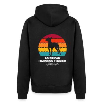 American Hairless Terrier Hund - Unisex Premium Bio Zip Hoodie - Schwarz - Hinten - Nico (187cm)
