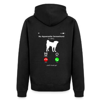 Appenzeller Sennenhund - Unisex Premium Bio Zip Hoodie - Schwarz - Hinten - Nico (187cm)