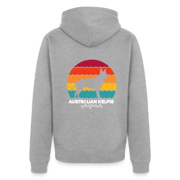 Australian Kelpie - Unisex Premium Organic Zip Hoodie - heather grey - Back - Nico (187cm)