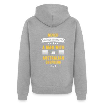 Australian Shepherd - Unisex Premium Organic Zip Hoodie - heather grey - Back - Nico (187cm)