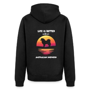 Cadeau de berger australien - Veste à capuche bio Premium Unisexe - noir - Dos - Nico (187cm)