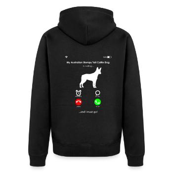 Australian Stumpy Tail Cattle Dog - Unisex Premium Bio Zip Hoodie - Schwarz - Hinten - Nico (187cm)