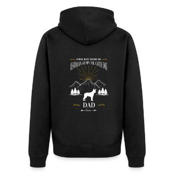 Australian Stumpy Tail Cattle Dog - Unisex Premium Bio Zip Hoodie - Schwarz - Hinten - Nico (187cm)