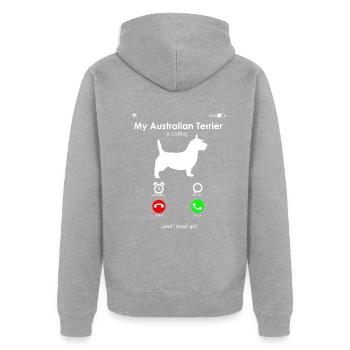 Australian Terrier - Unisex Premium Organic Zip Hoodie - heather grey - Back - Nico (187cm)
