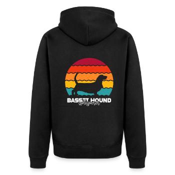 Basset Hound - Unisex Premium Bio Zip Hoodie - Schwarz - Hinten - Nico (187cm)